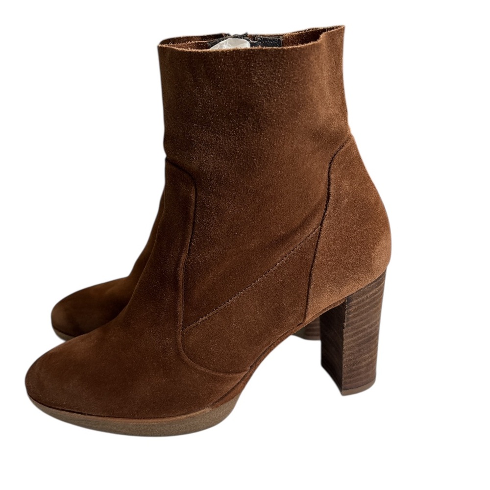 Paul Green Chestnut Suede Heeled Boots,Size 7